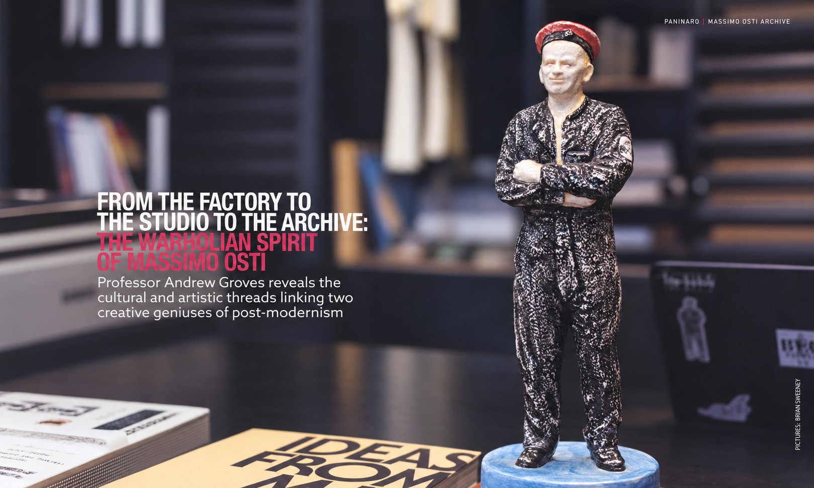 Opening spread of Andrew Groves’s Paninaro essay on Massimo Osti and Andy Warhol