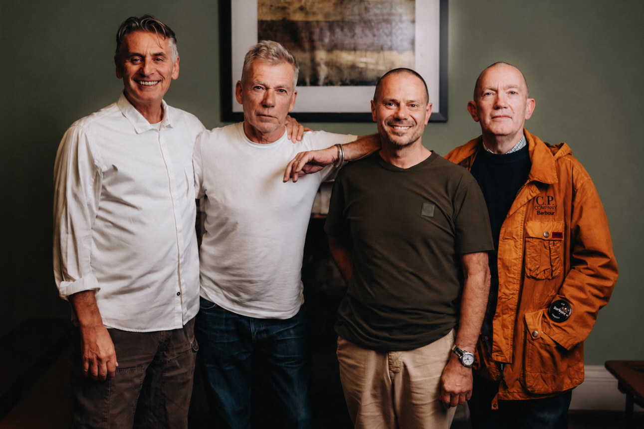 Group photograph of the four participants at Pockets’ Behind the Rail conversation in Bath.