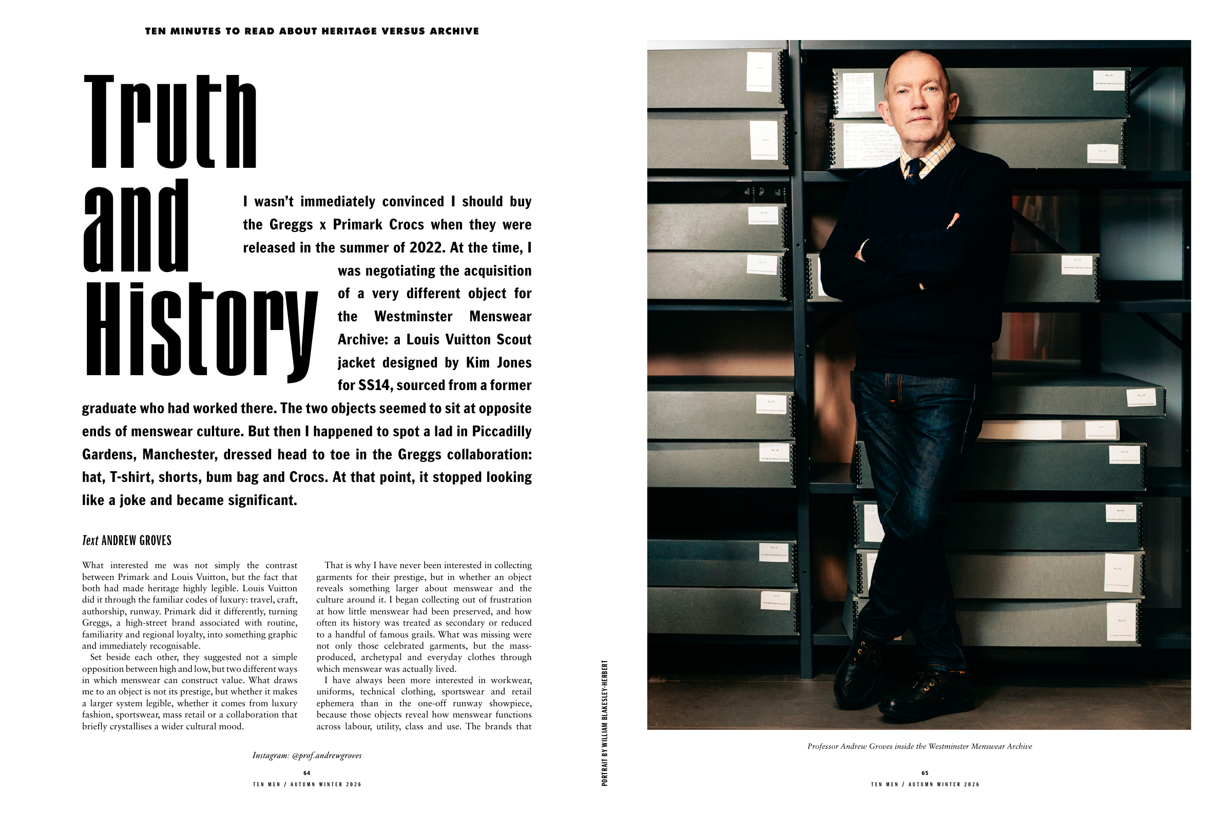 Opening spread of Truth and History by Andrew Groves in Ten Men